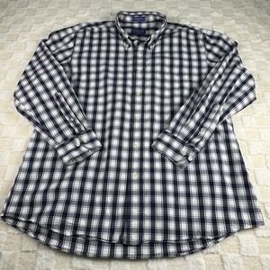 Pendleton XL Broadway Cloth Wrinkle Resistant Blue White‎ Plaid Shirt